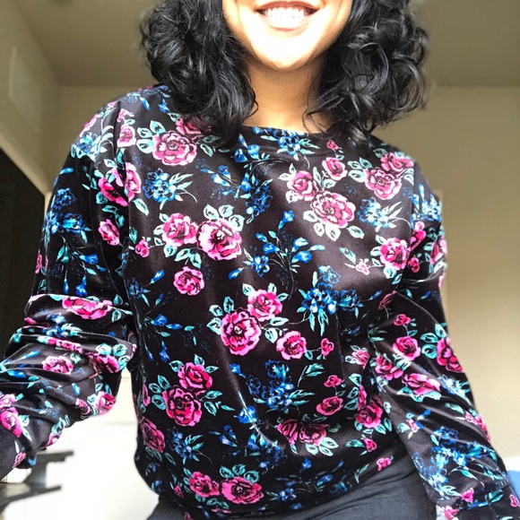 Velvet floral Sweater - Picture 3 of 7